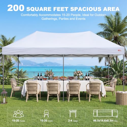 Image of MASTERCANOPY 10x20 Durable Pop Up Canopy Tent with Roller Bag, White