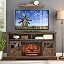 3d Fireplace Tv Stand W/Door-reclaimed Barnwood
