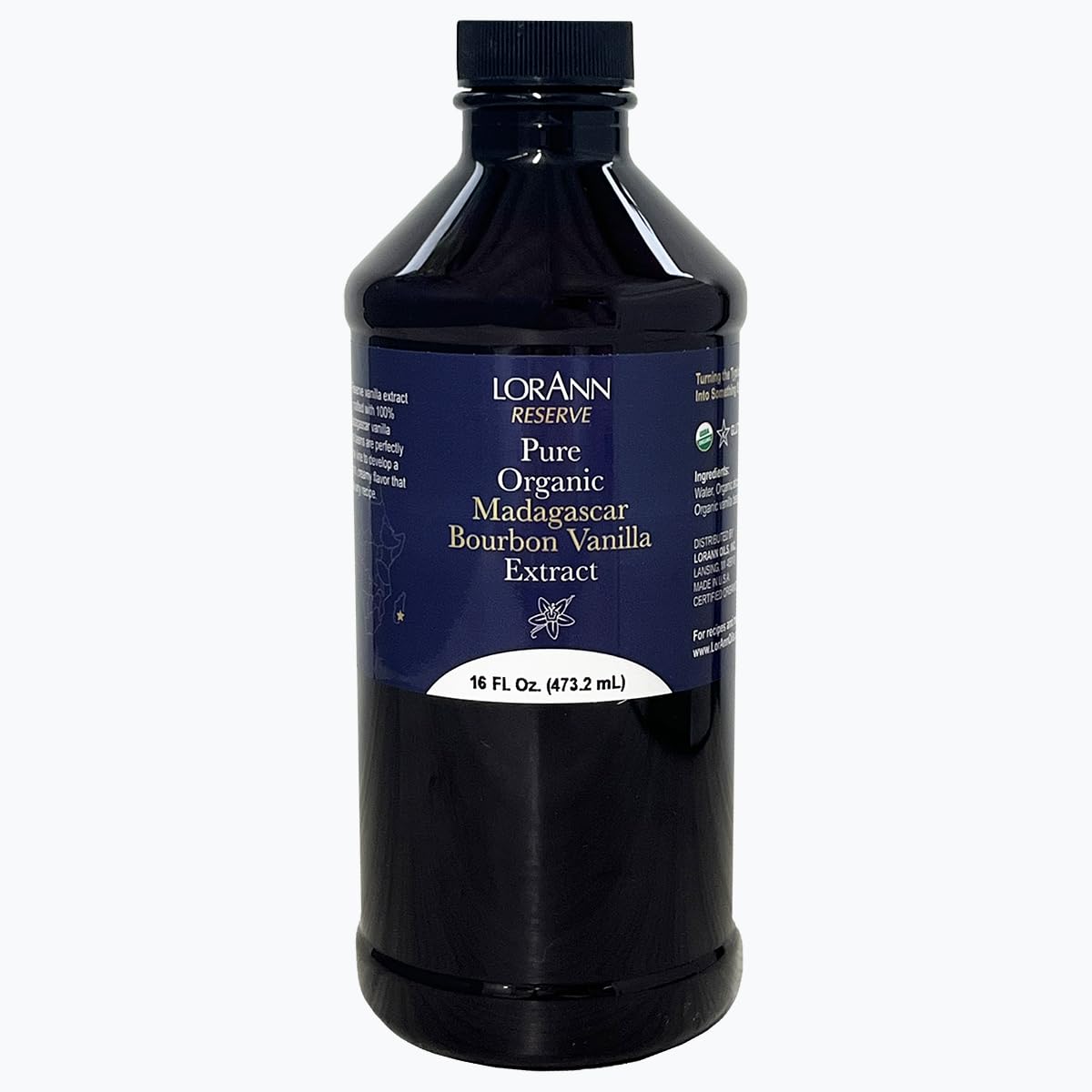 LorAnn Oils Reserve Pure Organic Madagascar Bourbon Vanilla Extract – Real, Organic Vanilla Extract for Baking, Pure Flavor & Bourbon, 16 Ounce