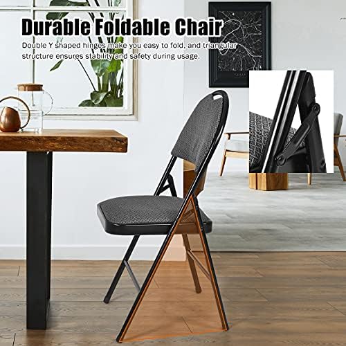 COSTWAY 4/6 Pack Fabric Padded Folding Chair, Metal Frame Easy Storage Conference Chair with Sponge Seat, Backrest and Foot Pads, Hall Guest Seating for Bedrooms Office Events (High Back, Grey)