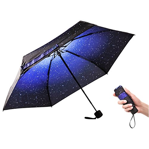 Ke.movan Travel Compact Umbrella Mini Sun & Rain Umbrella Ultra Light for Carry On - Fits Men & Women, Gift Choice (Sky)