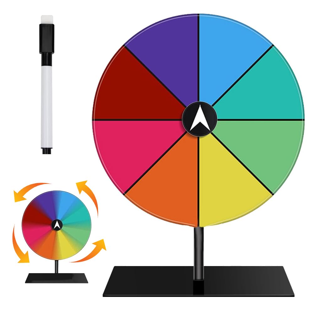 Roue de la fortune robuste - 15 x 20 cm - 8 inscriptions personnalisables - Pour carnaval, foires, gagner des jeux Fortune