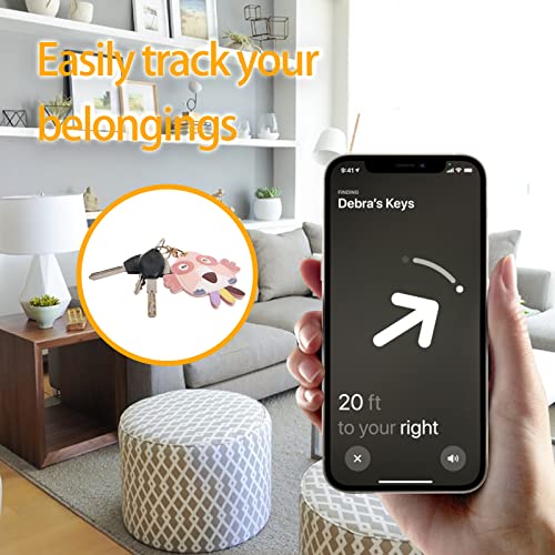 Image of Leather Keychain Case Holder Compatible with Apple AirTag, GPS Airtag Keychain Finder Tracker with Key Ring, Anti-Scratch Protective Air Tag Cover | Leather