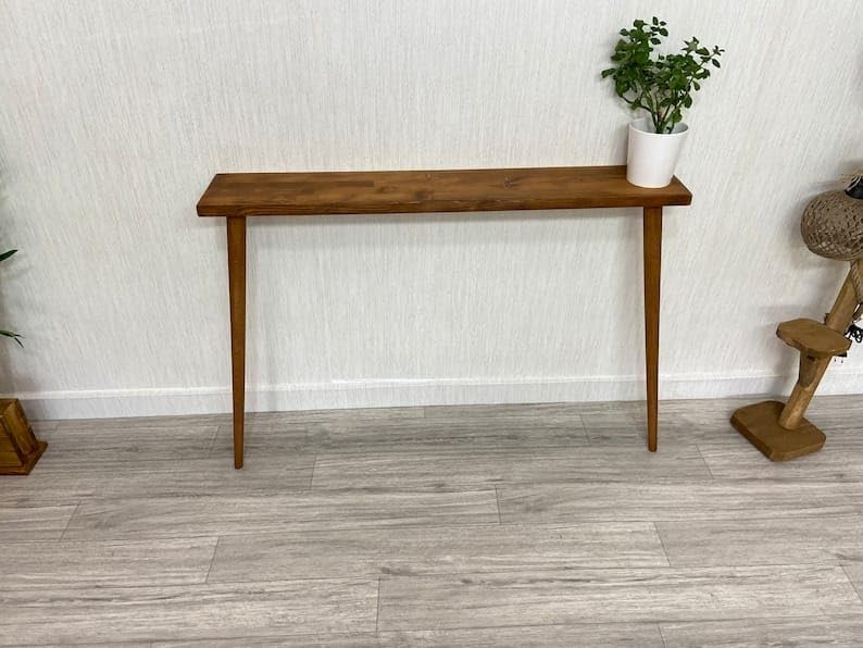 Craftsline 100cm Long Wooden Console Table for Living Room | Side Entrance Table for Home | Sheesham Wood, Coffee Color 2