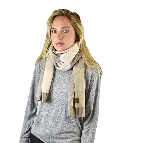 C.C Winter Warm Knit Tricolor Block Extra Long Shawl Scarf3