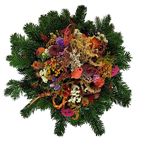 natürliche Grabschale bunt Friedhof zum Totensonntag Allerheiligen Grabgesteck Lieferung von Flora Trans