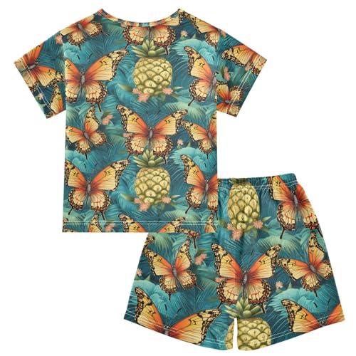 ALAZA Pineapples Boho Butterflies Pajama Set Short Sleeve Sleepwear Soft Lounge Nightwear2