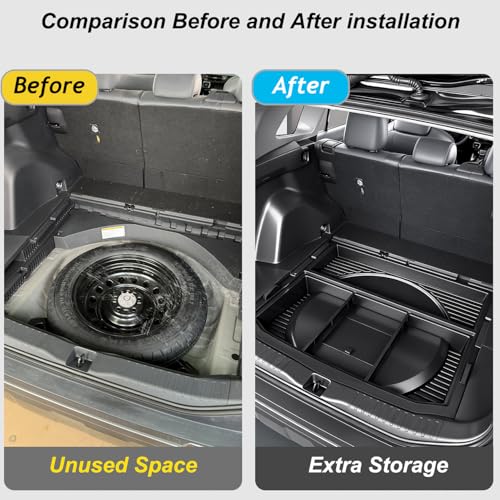 Image of For 2026 Toyota RAV4 Trunk Hidden Storage Box, SUV Insert Cargo Rear Hatch Organizer, Extra Space fits RAV4 LE XLE XSE TRD Hybrid Under Cargo Floor Storage Accessories