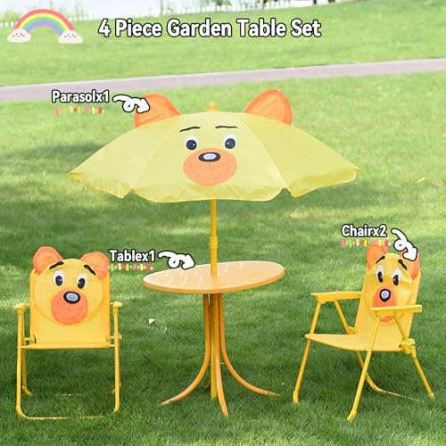 Table de pique-nique pour enfants avec parasol de jardin extérieur