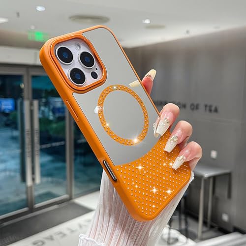 Coque magnétique pour iPhone 14 étui miroir de luxe coloré en diamant