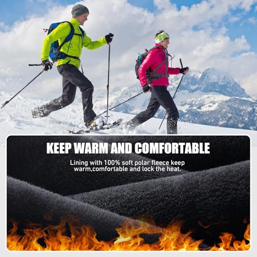 Mens Snow Ski Waterproof Hiking Pants Insulated Fleece Lined Winter Snowboard Fishing Walking Outdoor Pants4