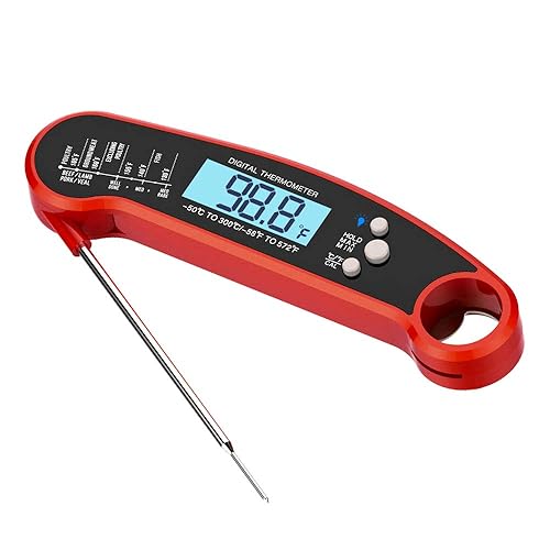 Termómetro digital de carne para parrilla y cocina. Termómetro digital impermeable con retroiluminación y calibración. Sonda digital de alimentos