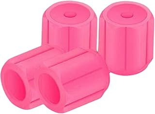 Okiyakusama Juego de 4 tapas de válvula de neumático de vehículo, tapas antipolvo de neón brillante para bicicletas, color rosa