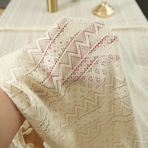 Nappe de table rétro chic en dentelle beige de qualité supérieure - 4