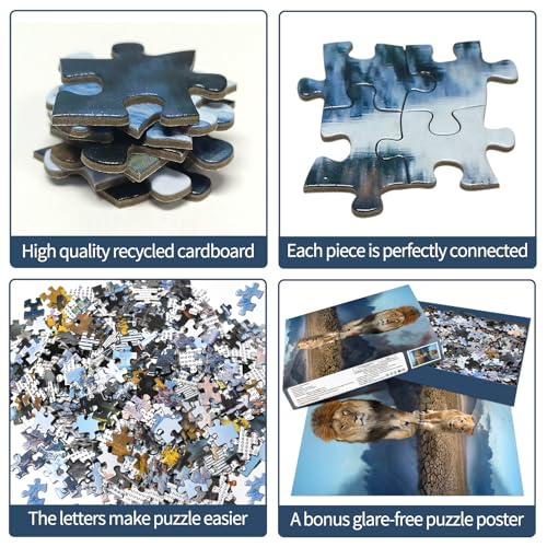 Image of Jigsaw Puzzles for Adults 1000 Pieces Puzzles for 1000 Piece Impossible Puzzle for Adults Educational Games Gifts (Lion's Reflection de Water)