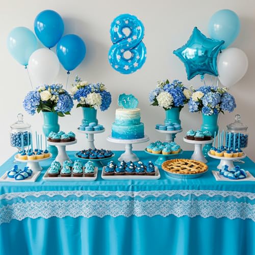 Image of TONIFUL Number Balloon 16Inch 10 Pcs Blue Polka 0-9 Birthday Number Ballons
