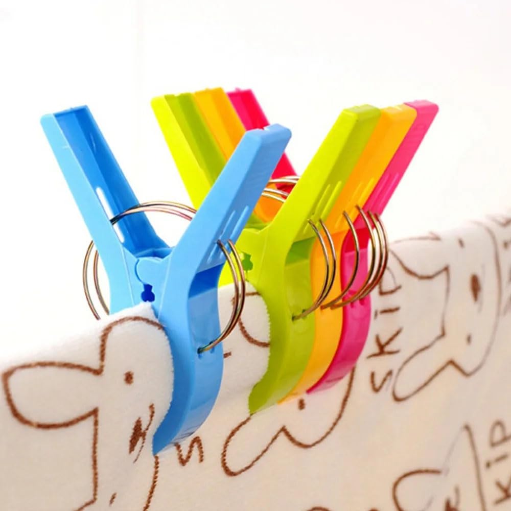Pinces à Serviette de Plage XXL 8 pièces 4 Couleurs pour Chaises Longues et Transats