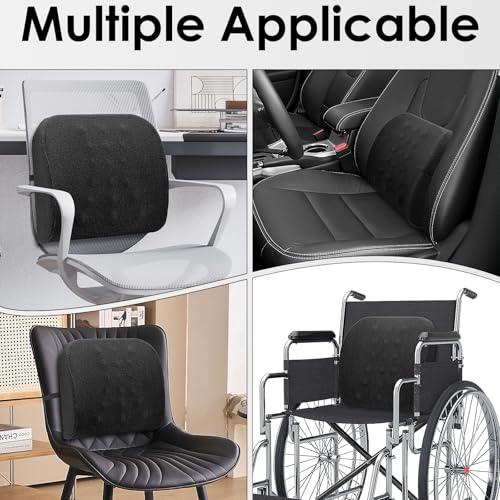 Quirlig Lendenkissen Auto, Memory-Schaum Lendenstützkissen, Autositz-Rückenkissen, Ergonomisches Rückenkissen für Auto, Zuhause, Büro, Rollstuhl, Schwarz