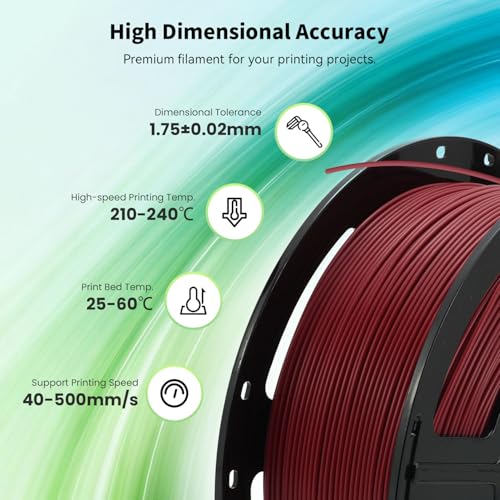 Image of FLASHFORGE High Speed PLA+ 3D Printer Filament Ruby Red, Enhanced Melt Flow for Faster, Smoother Prints, 500mm /s Rapid Printing, Feature Sleek Matte Finish, Rich and Solid Color
