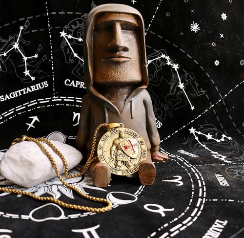 Knights Templar Red Cross Necklace for Men, Heavy Duty Alloy Armor of God Pendant, Ephesians 6:13-17 Scripture, Hidden Ring Design, 2.1 Inch Diameter, Medieval Badge Style2