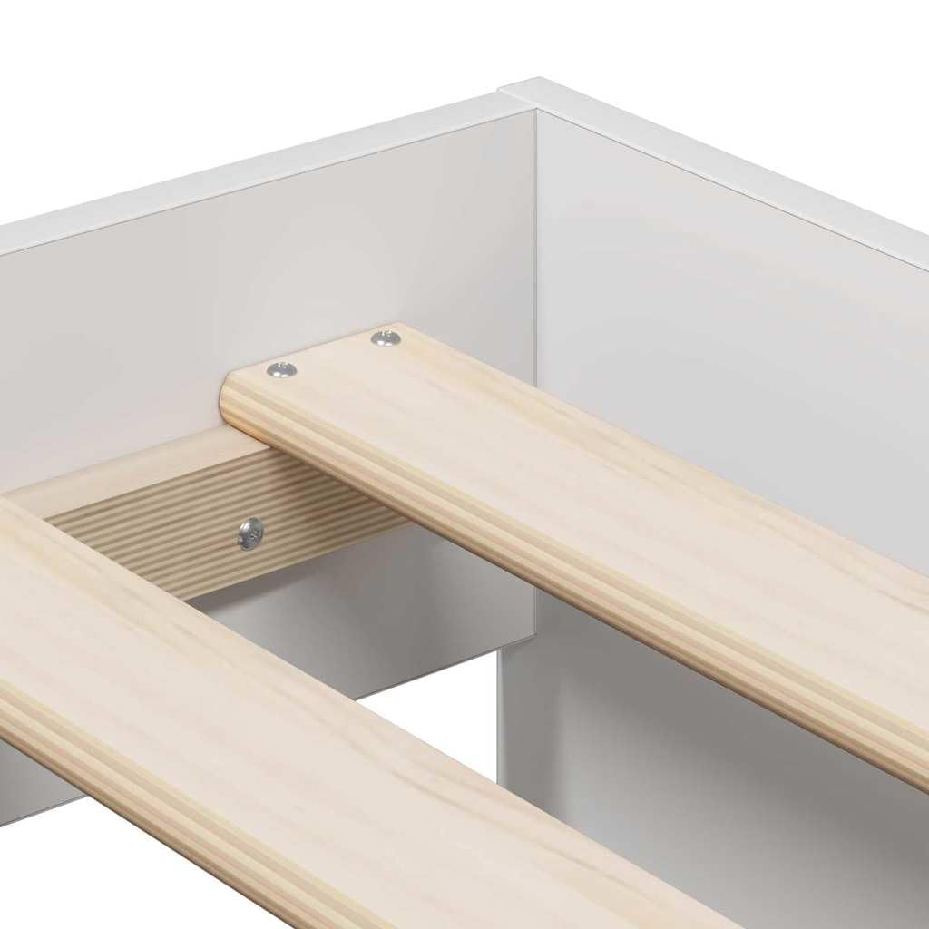 vidaXL Bettrahmen mit Schubladen Weiß 90 x 200 cm Holzwerkstoff, Stylische Schlafzimmermöbel, rechteckiger Bettgestell, Moderne Plattformbetten, geräumige Aufbewahrung, Stabiler Schlafkomfort