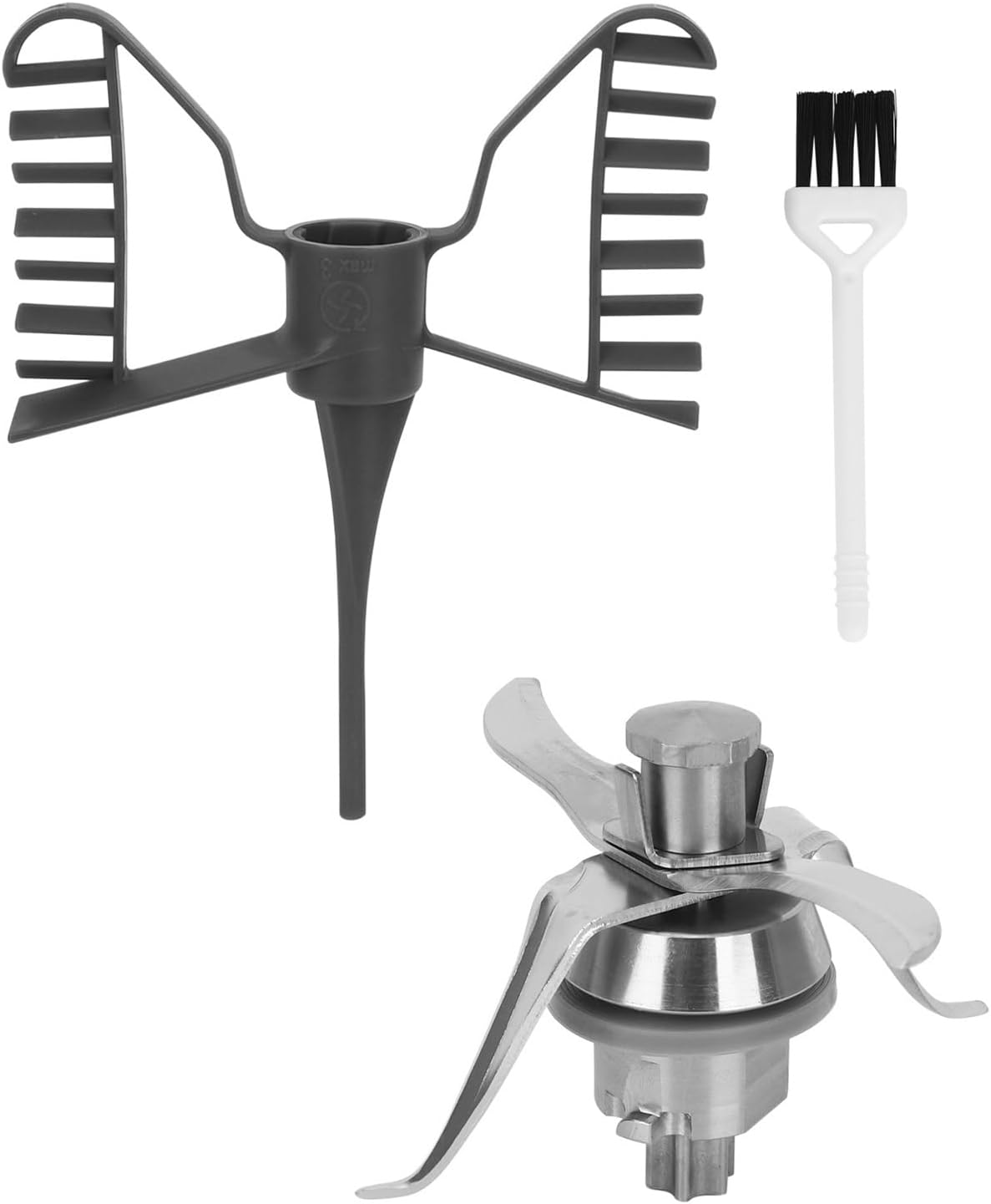 Compatible for Vorwerk Thermomix TM21 Food Processor Accessories, Compatible for Butterfly Shaped Mixing Stick and Stainless Steel Mixing Knife Set, Cleaning Brush