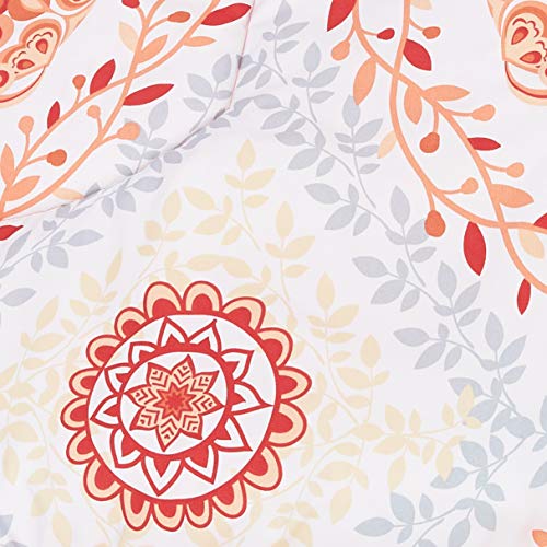 Image of Amazon Basics Full /Queen Comforter Set with Sheets, 7-Piece Coral Medallion Bedding, Lightweight Microfiber Bed-in-a-Bag