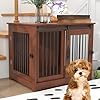 TAOHFE Solid Wood Dog Crate Furniture, Dog Kennel Indoor for Small Dogs with 2 Types Doors, Solid Wood Small Dog Crates Farmhouse Style, Dog Kennel Furniture for Dogs to Play & Rest