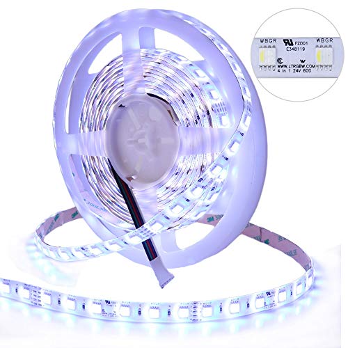 LTRGBW Ruban LED SMD5050 24V 72W 300LEDs 4 en 1 Blanc Froid LED RGBW Bande LED Lumineuse Silicone IP65 Étanche 5M