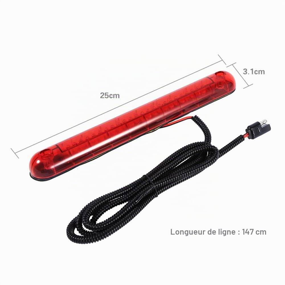 EBTOOLS pour troisieme feu de Stop LED pour feu Stop additionnel pour Brake Light 3rd 12V LED troisième feu de freinage, Universel Rouge 24 LED Voiture Haut troisième 3RD Frein