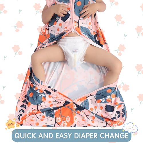 Image of BSTOPPT 3 Pack Baby Sleep Sack 100% Rayon Cotton Baby Sleeping Bag 2-Way Zipper Toddler Wearable Blankets TOG 0.3. (Gerbera&Tulips&Pink, 18-24 Months)