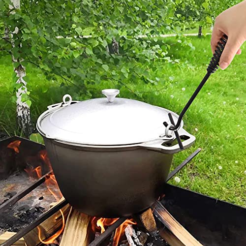 Deckelheber für Dutch Oven, Gusseisen T-Stangen zum Heben, Griffhaken für Feuertopf, BBQ, Grill, Camping Zubehör (40cm)