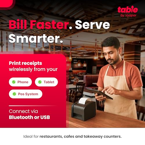 Image of Table 2-Inch Bluetooth & USB Thermal Billing Printer | POS Receipt Printer for Restaurants with 3-Month Billing Software License