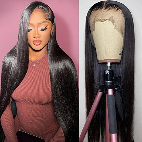 AILIF Straight Lace Front Wigs Human Hair 13X4 HD Lace Front Wigs Human Hair for Black Women Glueless Wigs Human Hair Pre Plucked with Baby Hair 150% Density Brazilian Virgin Lace Front Wigs
