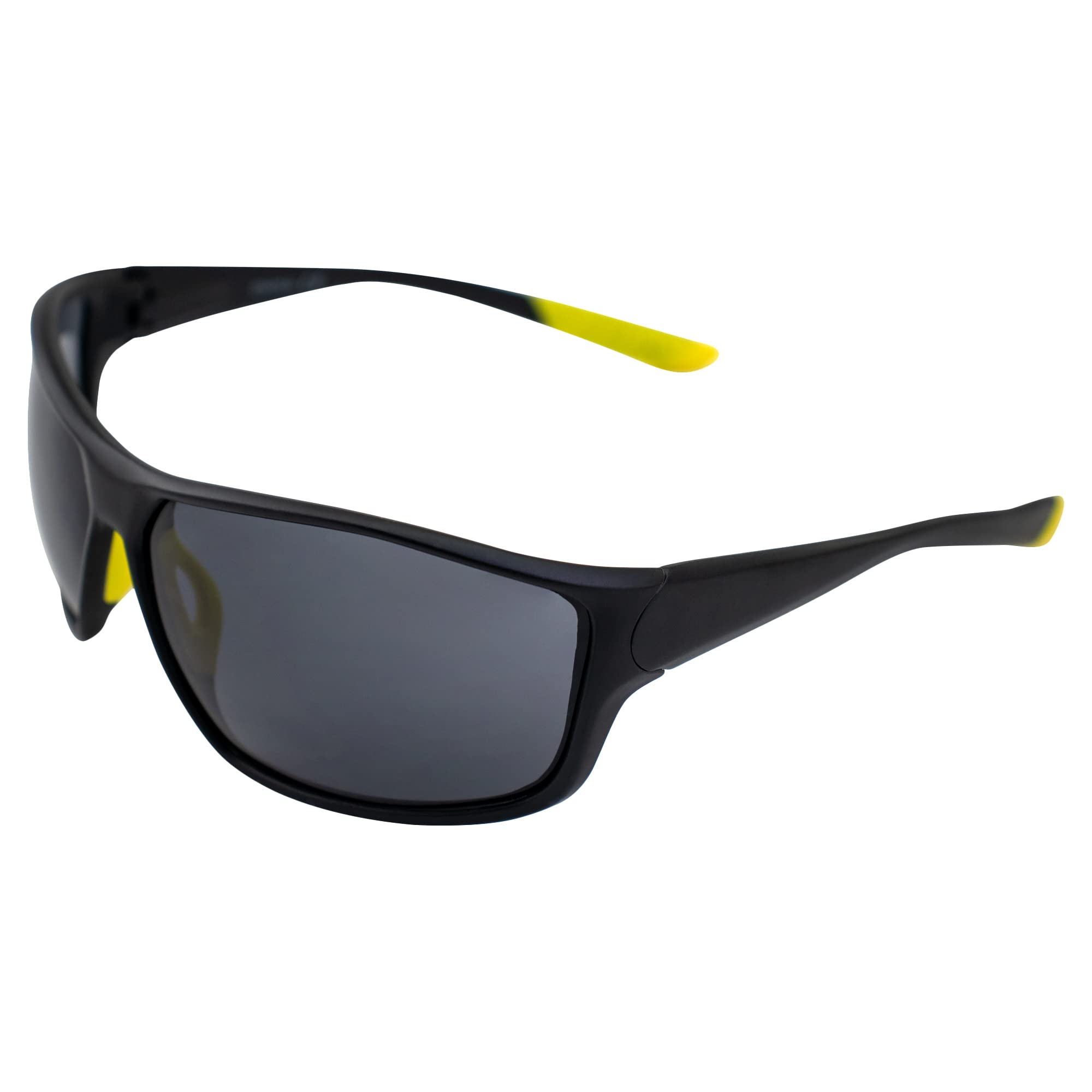 AlterImage Stream Wraparound Sports & Motorcycle Retro Sunglasses for Men or Women Black Frame w/Rubber Tips & Nose Pads Smoke Lenses