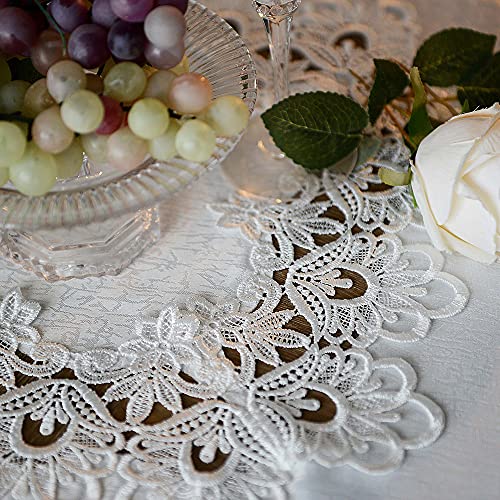 ARTABLE-Lace-Small-Table-Cloth-Fall-Christmas-Macrame-Tablecloth-Table-Topper-for-Thanksgiving-Outdoor-Farmhouse-Rustic-Kitchen-Party-Birthday-Picnic-White-43-x-43-Inch-Square ARTABLE Lace Small Table Cloth Fall Christmas Macrame Tablecloth Table Topper for Thanksgiving Outdoor Farmhouse Rustic Kitchen Party Birthday Picnic White 43 x 43 Inch Square