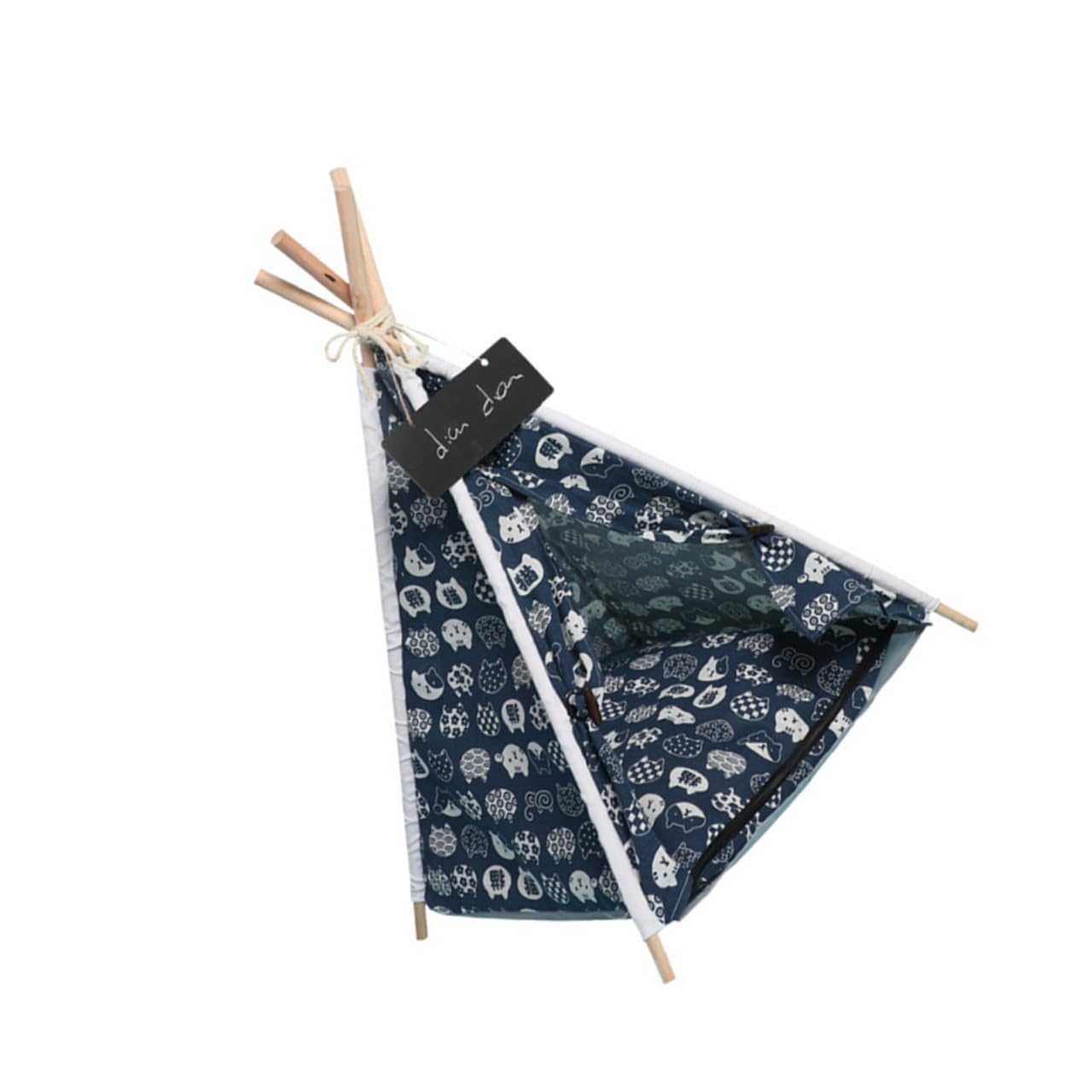 Tente pour Animaux de Compagnie avec Design Amovible Tente Lavable en Lin et Bois pour Chat et Chien en Intérieur et Extérieur