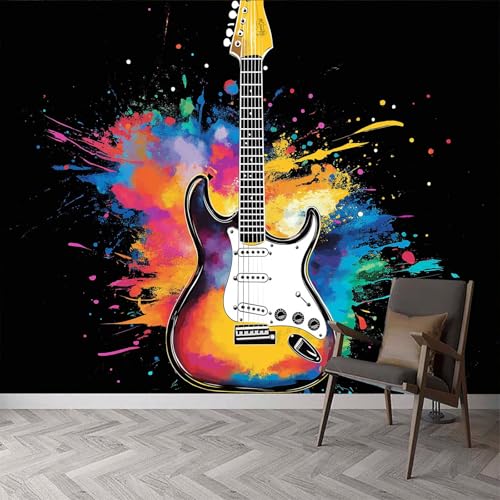Papier peint guitare rock 300 x 210 cm pour salon sans vie