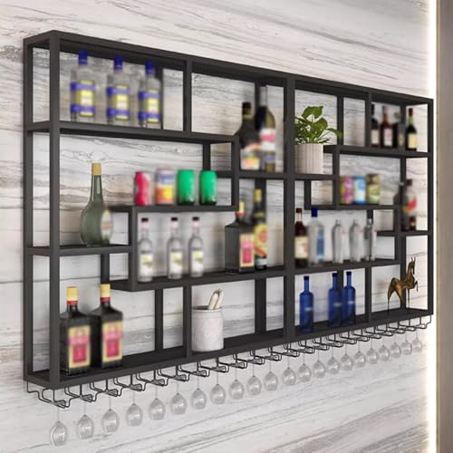 Soporte para botellas de vino metálico montado en pared dorado miniatura 4