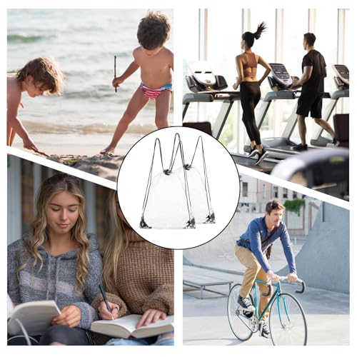 2pcs Clear Drawstring Bags,See Through Pvc Bookbag,Waterproof Clear Purse for Stadium Events Concert Sport Work Travel(16.9 x 12.9 Inches)3