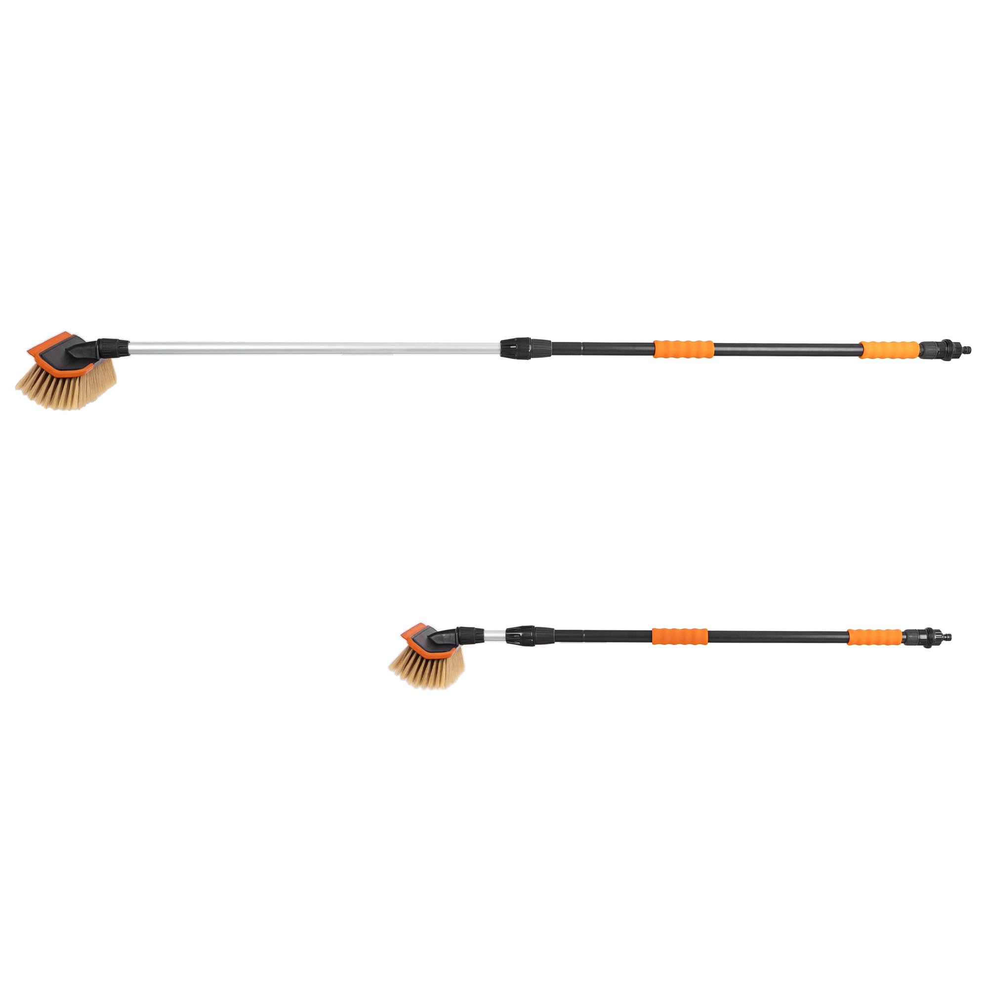KADAX Cepillo telescópico para lavado de autos con conexión de agua, cepillo de lavado de autos extensible con mango telescópico, cepillo telescópico con cerdas suaves, cepillo de limpieza (115-181cm)