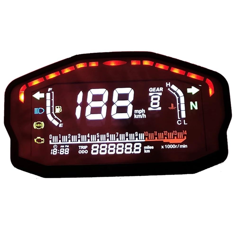 tacómetro Digital Tacómetro LED Universal para Motocicleta, 1, 2 y 4 Cilindros, odómetro Digital con luz de Fondo para