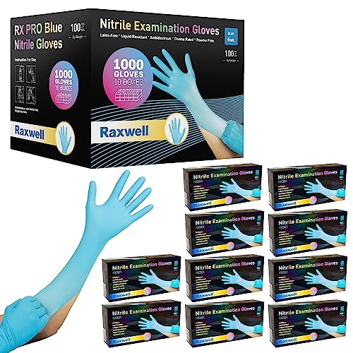 Raxwell Disposable Gloves, Nitrile, Latex Free, Blue, XL, 1000 Pack