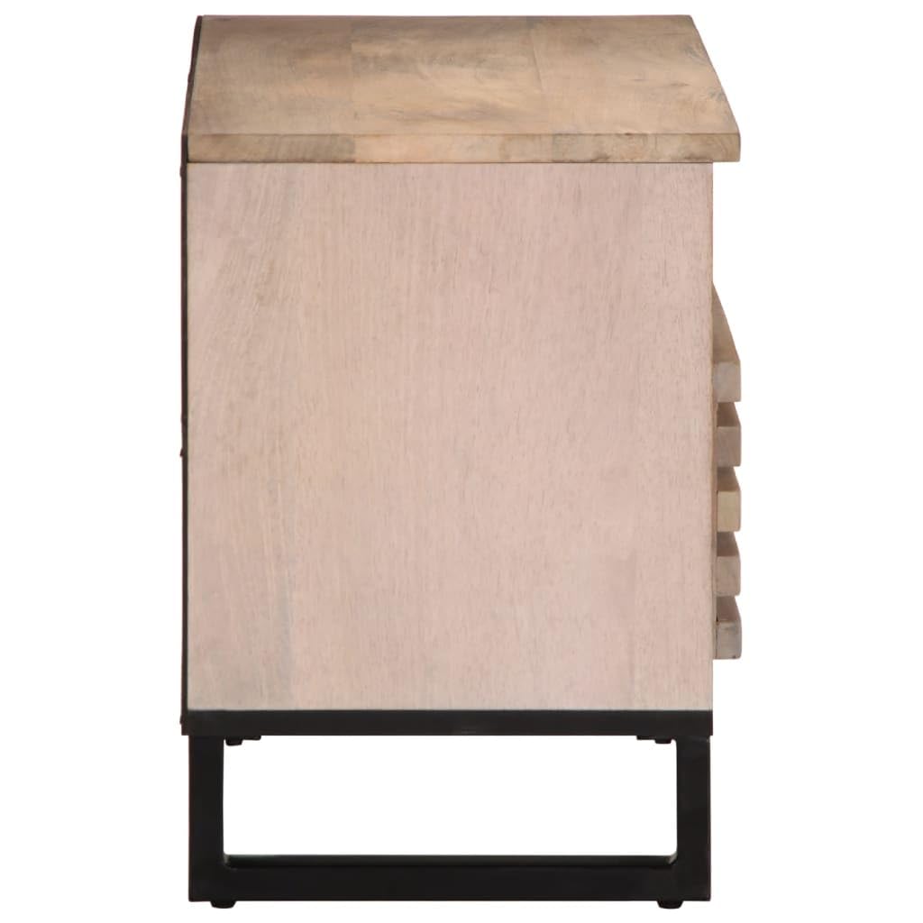 Mobile TV 80 x 34 x 46 cm, in legno massiccio di mango con vano portaoggetti, cassetti e scomparti per soggiorno, home theater, ufficio, gestione dei cavi, rack multimediali e HiFi durevole