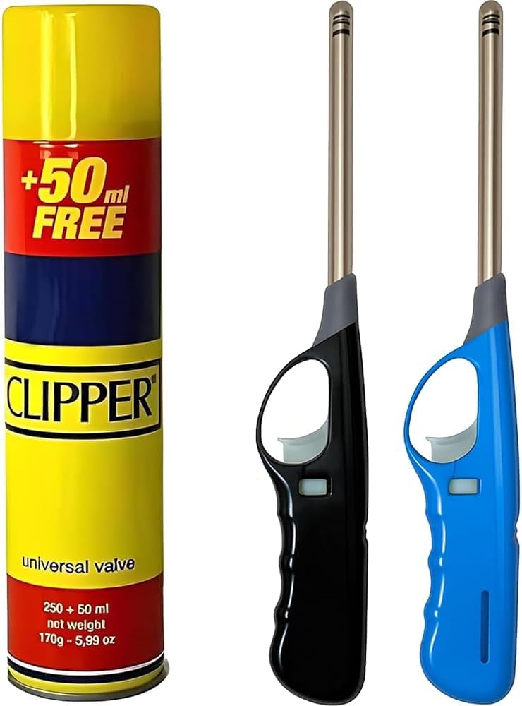 Bmlimited Assorted Bml Pack Of 2 Long Reach Bbq Lighter Refillable Gas Lighter Windproof Adjustable Flame Kitchen Candle Hob Grill Fireplace Camping Lighter With Gas Canister Colours