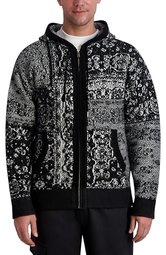 KARL LAGERFELD Men's Abstract Pattern Hooded Sweater2