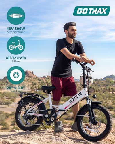 Gotrax 20″ Folding Electric Bike with 55 Miles (Pedal-assist1) by 48V Battery, 20Mph Power by 500W, Smart LCD Display and 5 Pedal-Assist Levels, 7-Speed&Front Shock Absorber for Off-Road Bicycle
