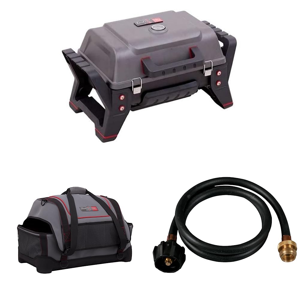 Char-Broil Grill2Go X200 Portable TRU-Infrared Liquid Propane Gas Grill & Grill2Go Carry All Case & 4-Foot Hose and Adapter, Black