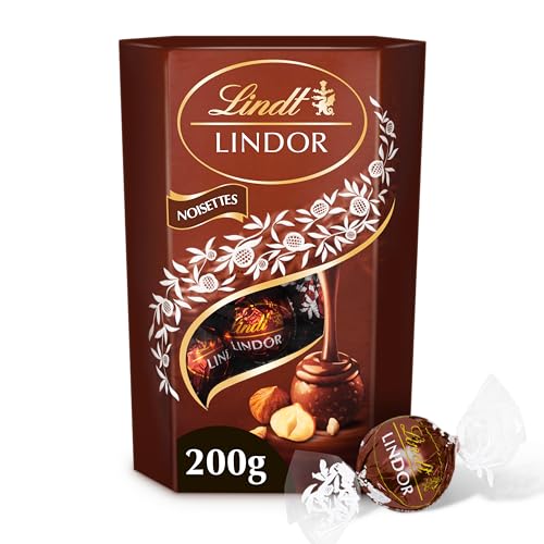 Lindt - Cornet LINDOR - Chocolat aux Noisettes - Cœur Fondant, 200g