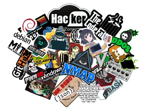 Hacker Stickers Pack 50 Pcs | Waterproof Linux Stickers Vinyl Decals for Hacker, Developer | Cool Teen Cybersecurity Stickers for Laptop Water Bottle Luggage Skateboards Bicycle Flask Trendy Decals